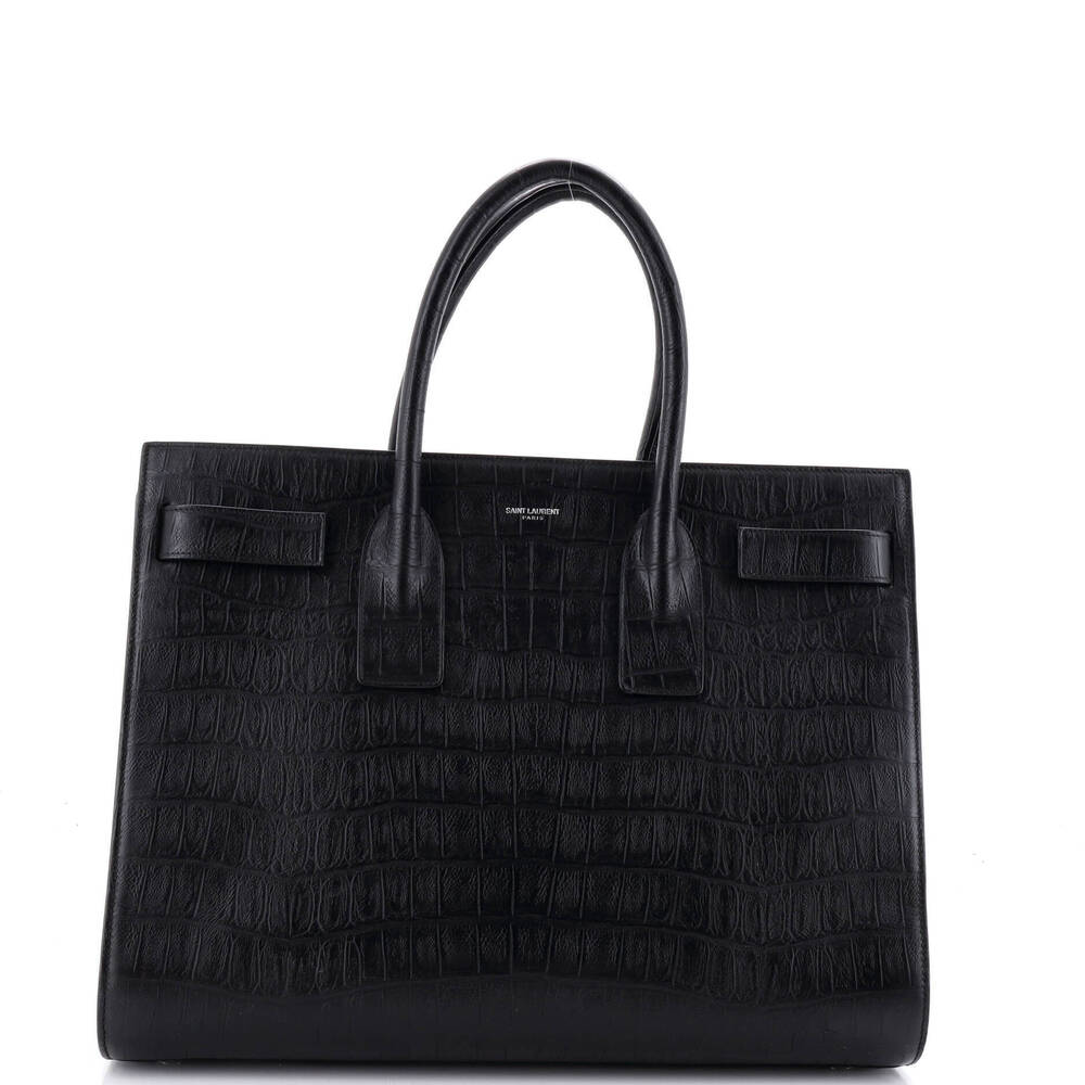 Saint Laurent Medium Sac de Jour Bag Crocodile Embossed Leather